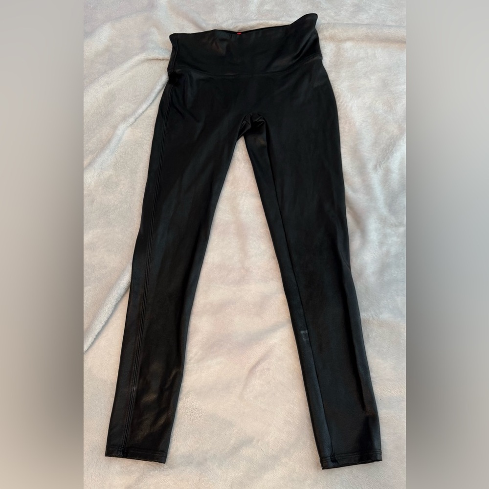 Authentic SPANX Black Faux Leather High-Rise Leggings